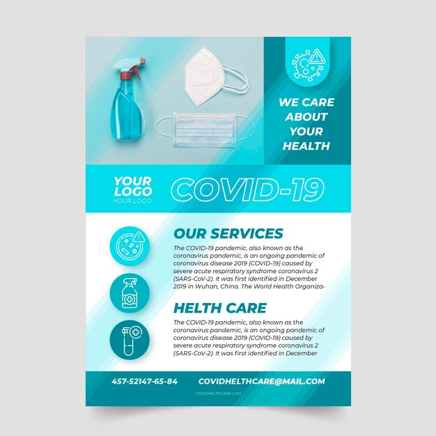 Coronavirus medical products flyer with photo