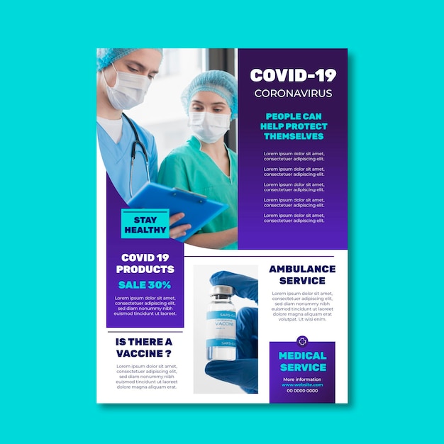 Free vector coronavirus medical products flyer