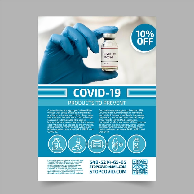 Free vector coronavirus medical products flyer