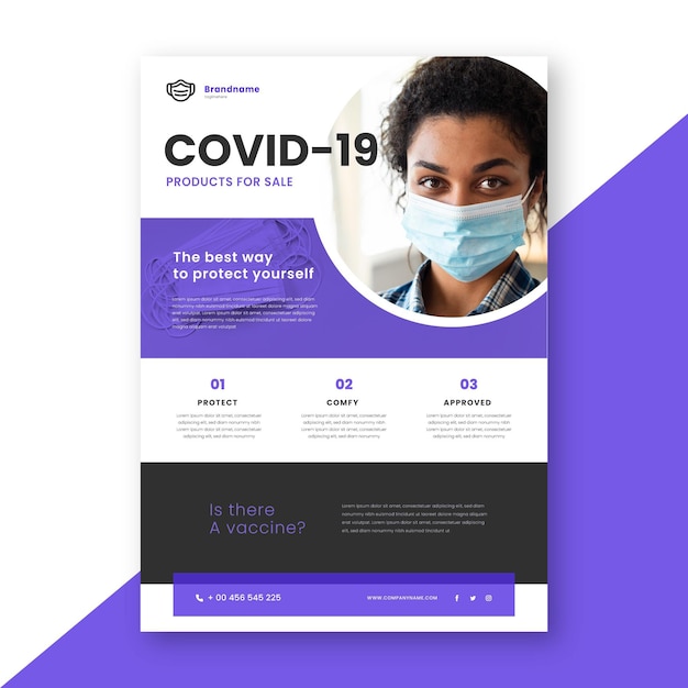 Free vector coronavirus medical products poster template with photo