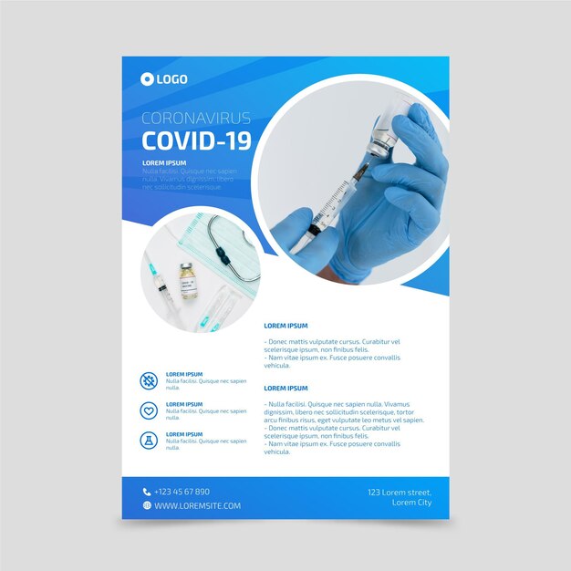 Coronavirus medical products poster with photo