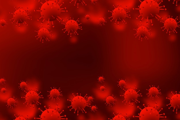 Coronavirus microbe cells in infected blood background