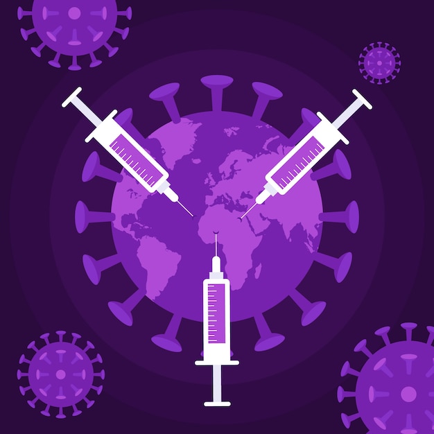 Free vector coronavirus pandemic concept with syringes