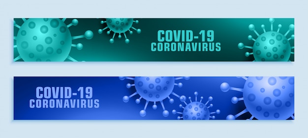 Free vector coronavirus pandemic covid-19 outbreak wide banner set