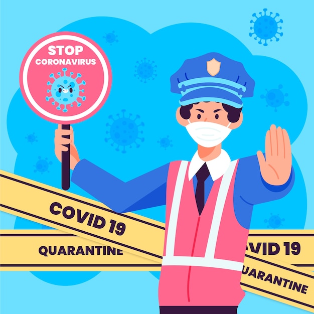 Coronavirus police control concept