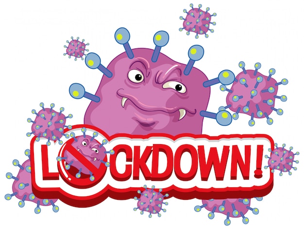 Free vector coronavirus poster design with word lockdown on white background