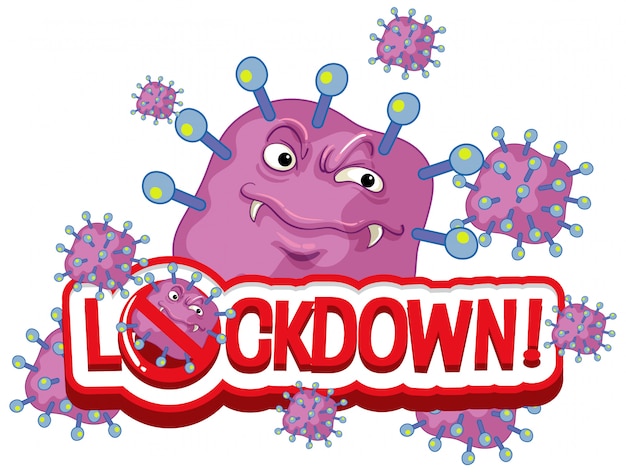 Coronavirus poster design with word lockdown on white background