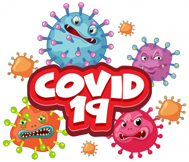 言葉とウイルス細胞のコロナウイルスポスターデザイン