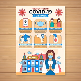 Coronavirus prevention poster for hotels template