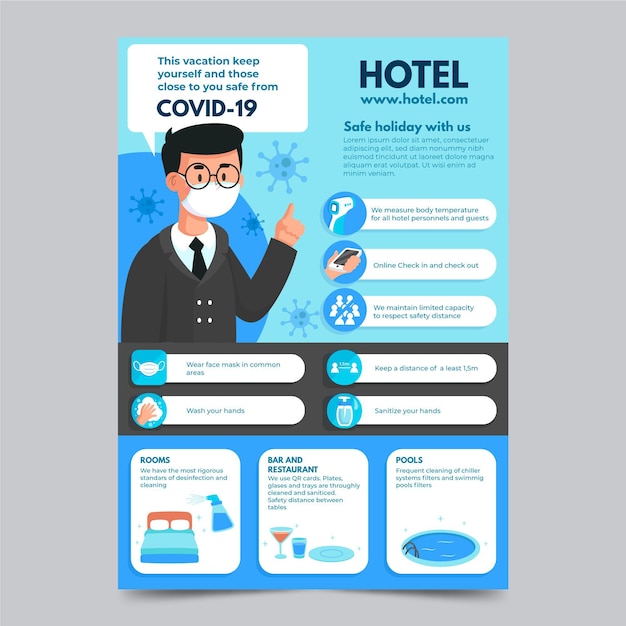 Coronavirus prevention poster template for hotels