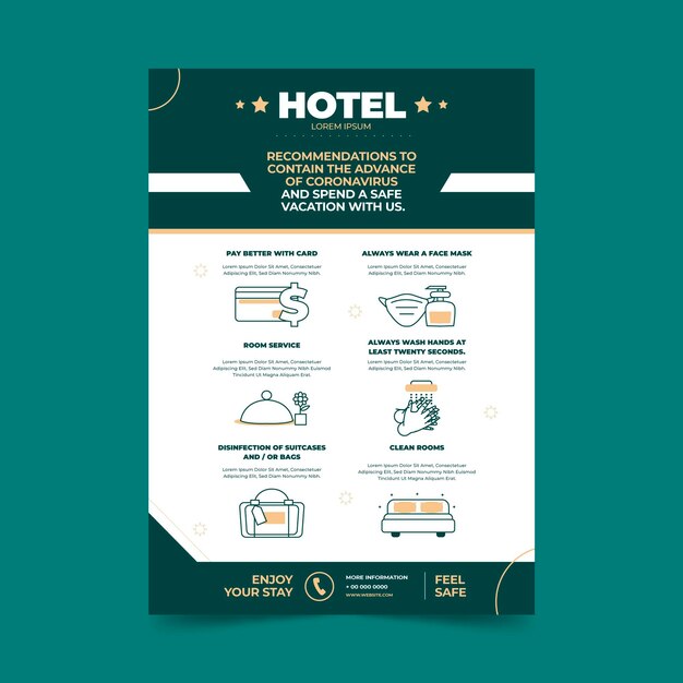 Free vector coronavirus prevention poster template for hotels