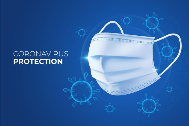 Coronavirus protection background with face mask