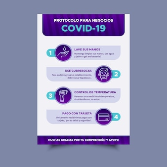 Protocolli coronavirus per poster aziendale Vettore gratuito