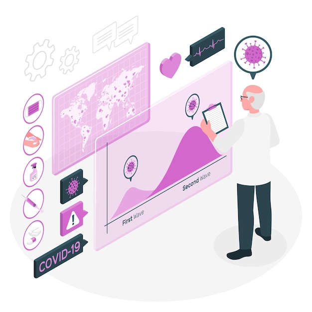 Coronavirus second wave concept illustration