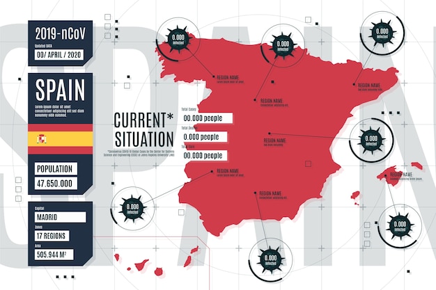 Coronavirus Spain country map infographic