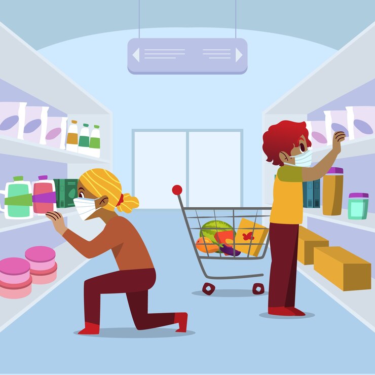 Free Vector coronavirus supermarket theme