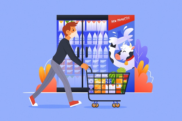 Бесплатное векторное изображение Коронавирусная тема супермаркета