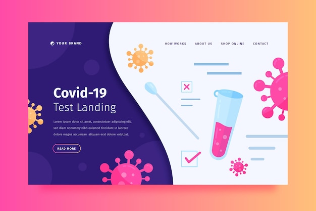 Free vector coronavirus test landing page template