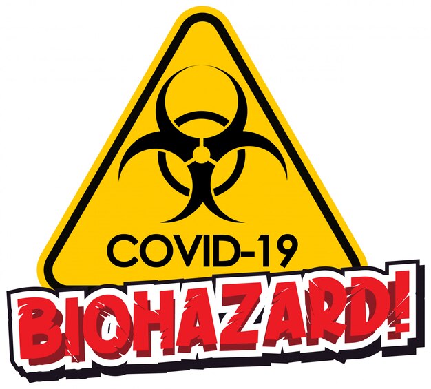 Coronavirus theme with biohazard sign on white background