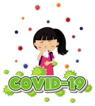 病気​の​女の子​の​咳​を​伴う​コロナ​ウイルス​の​テーマ