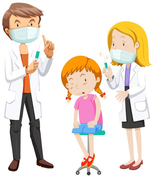 Коронавирусная тема с больной девочкой, получающей вакцину