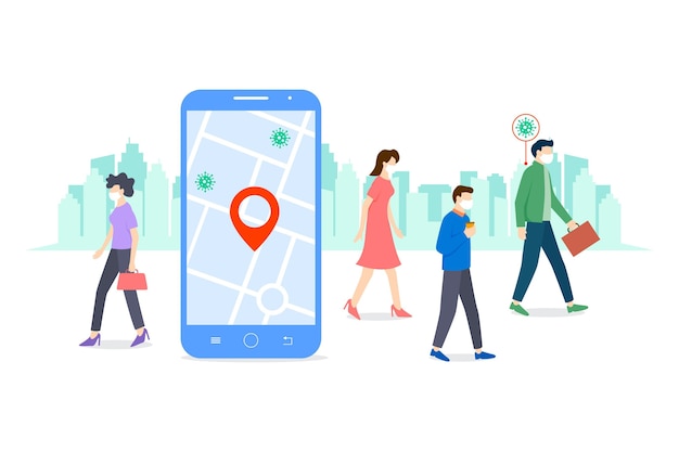 Coronavirus tracking location app - concept