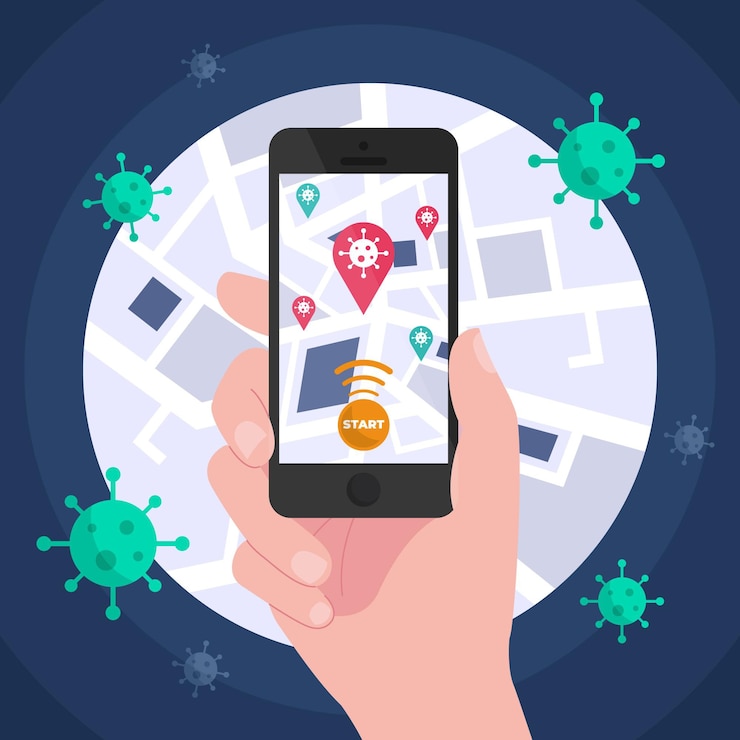 Free Vector coronavirus tracking location app concept