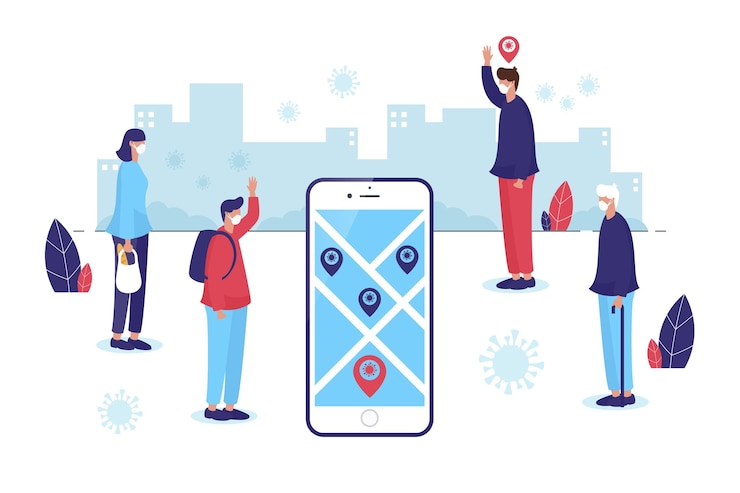 Free Vector coronavirus tracking location app - concept