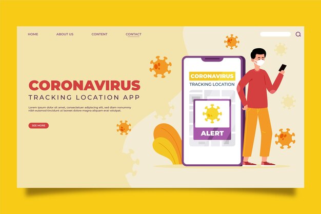 Целевая страница приложения для отслеживания местоположения коронавируса