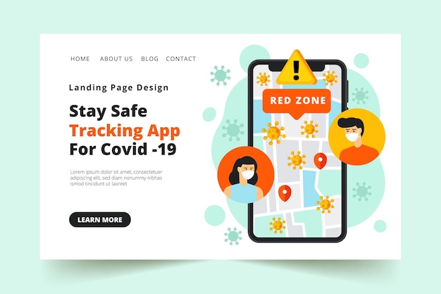 Coronavirus tracking location app landing page