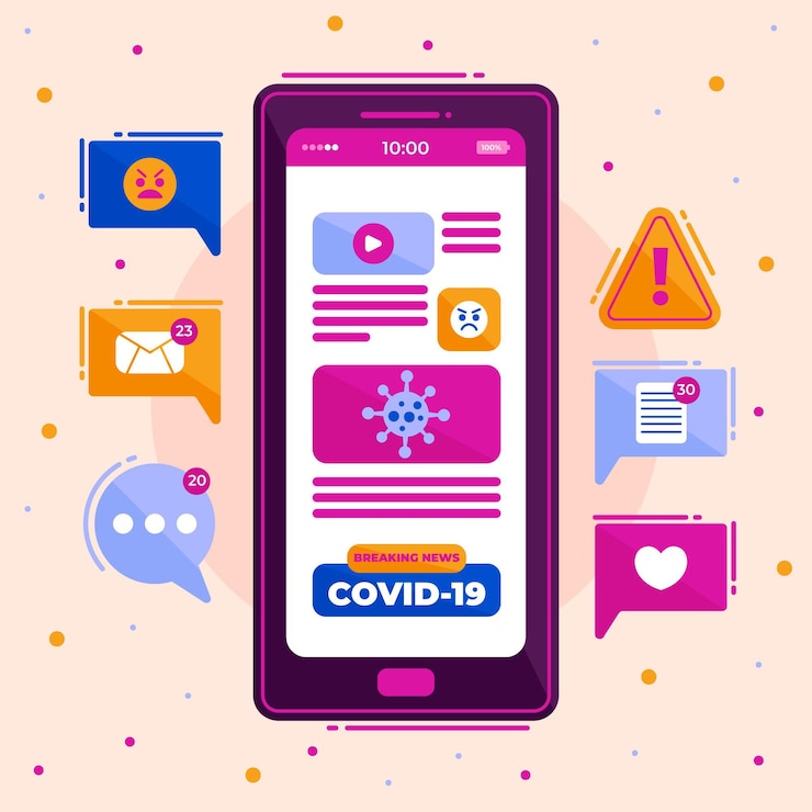 Free Vector coronavirus update concept on illustrated smartphone
