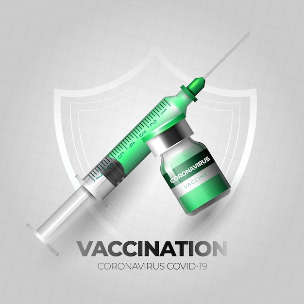 Free vector coronavirus vaccination background concept with syringe