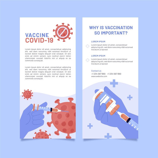 Vettore gratuito brochure informativa sulla vaccinazione contro il coronavirus