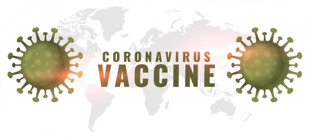 Коронавирусная вакцина концепция баннер с двумя вирусными клетками
