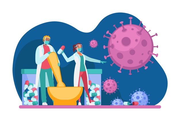 Бесплатное векторное изображение Концепция разработки вакцины против коронавируса
