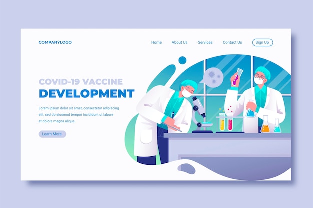 Coronavirus vaccine development landing page template