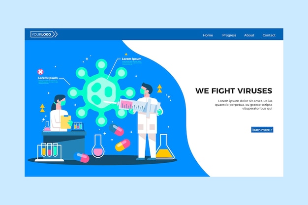 Free vector coronavirus vaccine development landing page