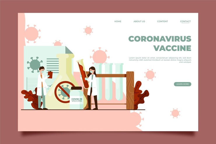 Free Vector coronavirus vaccine development landing page