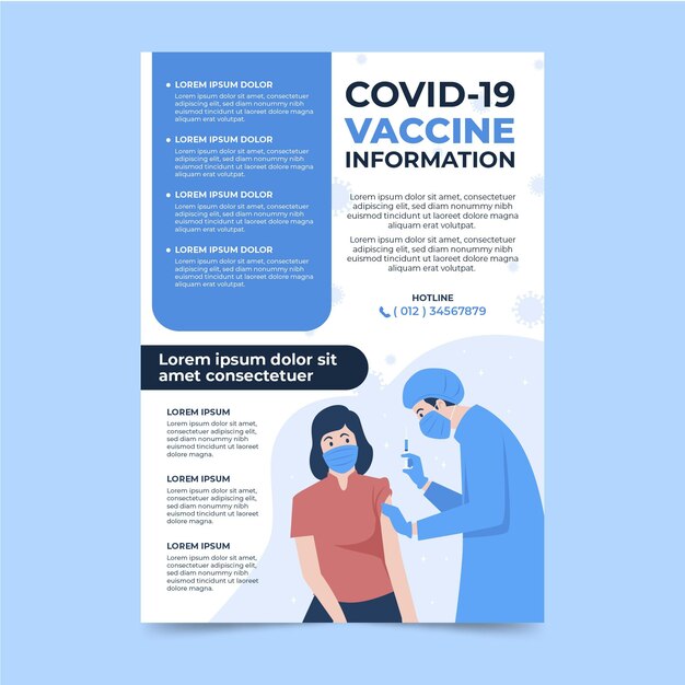 Vettore gratuito modello di volantino informativo sul vaccino contro il coronavirus