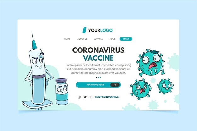 Free vector coronavirus vaccine landing page