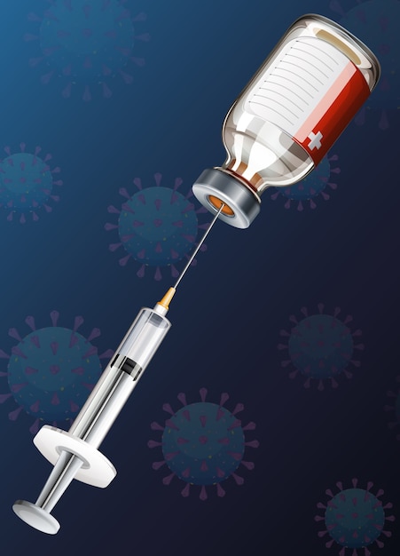 Free vector coronavirus vaccine and syringe