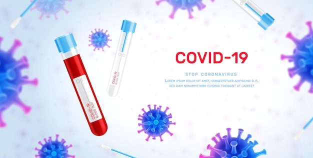 Coronavirus vaccine test realistic illustration