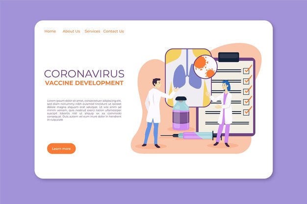 Coronavirus vaccing development landing page template