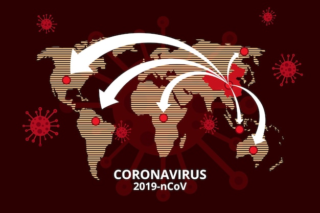 Vettore gratuito mappa del mondo di coronavirus