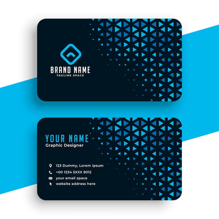Free Vector corporate black and blue modern halftone business card template