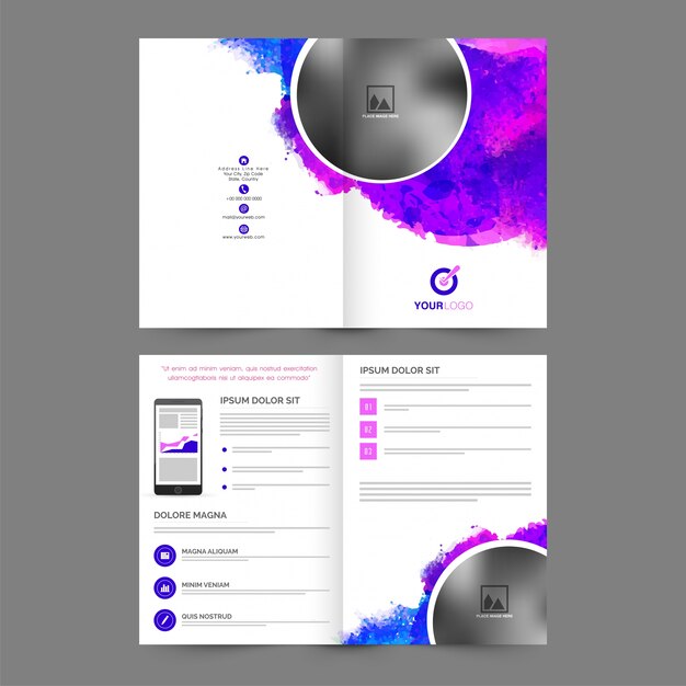  Corporate Brochure, Business Template design with abstract colorful splash and space for your images. 