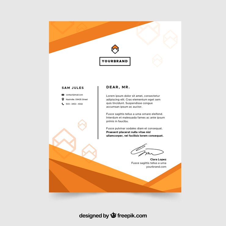 मुफ़्त वेक्टर corporate brochure with abstract orange shapes