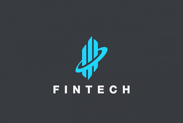 기업 비즈니스 Fintech 로고 추상 디자인 서식 파일입니다. 부동산 차트 다이어그램 로고 개념