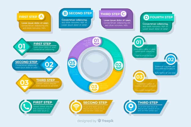 Corporate business infographic template, composition of infographic elements