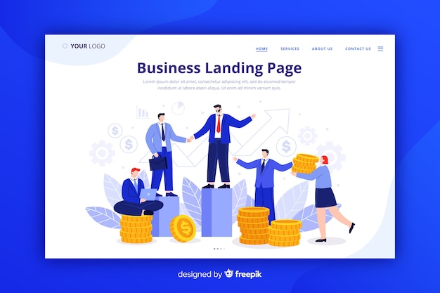 無料ベクター 企業のビジネスランディングページ